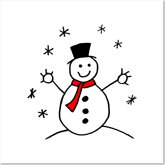 Cute Christmas Cartoon Snowman Wall Art by Michelle Le Grand